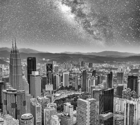 Aerial View of Kuala Lumpur City Center Skyline on a Starry Night ...