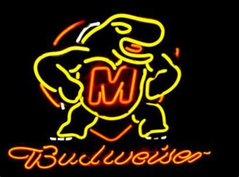 Budweiser Beer Maryland Terrapins Terps Mascot Neon Sign Light Lamp ...