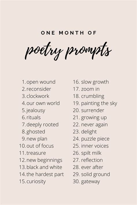 One month of poetry writing prompts | Writing prompts poetry, Poetry ...