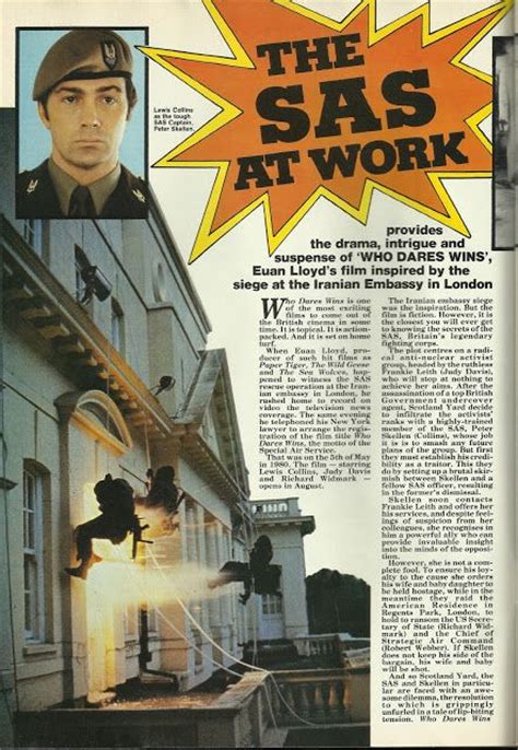 Behind the scenes of Who Dares Wins starring Lewis Collins and Judy ...