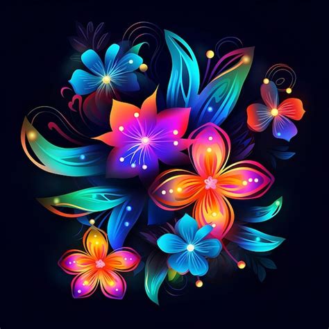 Premium AI Image | neon flowers background