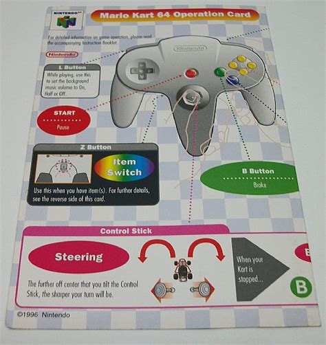 Mario Kart 64 Nintendo 64 controller manual