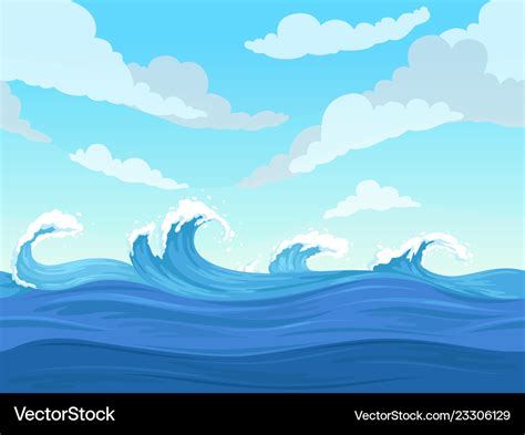 Ocean surface wave seamless underwater cartoon Vector Image