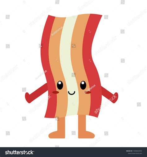 Vector Cute Cartoon Bacon Isolated Stock Vector (Royalty Free ...