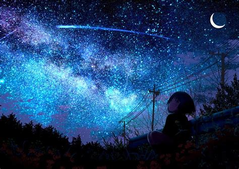 HD wallpaper: Anime, Original, Girl, Shooting Star, Starry Sky ...