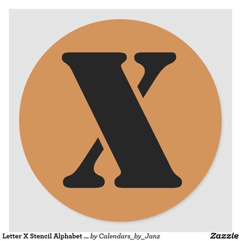 Letter X Stencil Alphabet by Janz Peru Gold Classic Round Sticker ...