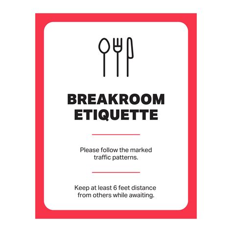 Freestanding Sign to Promote Safe Breakroom Etiquette – Social ...