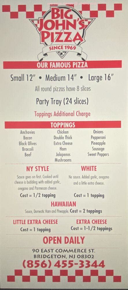 Online Menu of Big Johns Pizza Restaurant, Bridgeton, New Jersey, 08302 ...