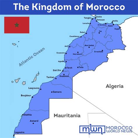 Map Of Morocco With Cities - State Coastal Towns Map