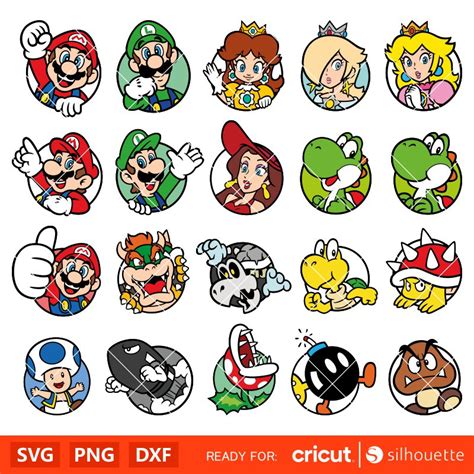 Super Mario Characters Bundle Svg, Mario Characters Svg, Super Mario ...