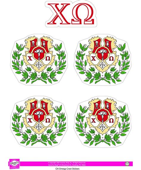 Chi Omega Crest Sticker Sheet - Greek Gear