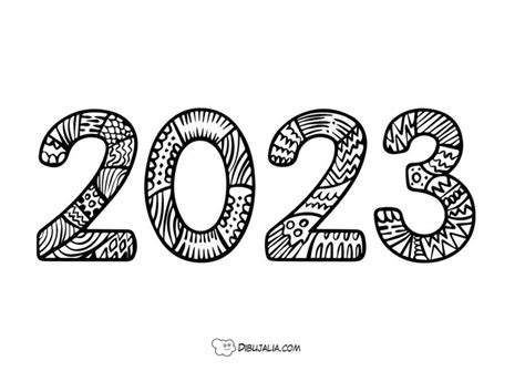 Año 2023 para colorear en 2023 | Arte de lápices de color, Numero para ...