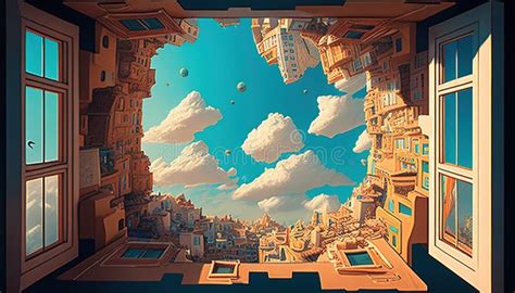 Upside Down World, Digital Art Illustration, Generative AI Stock ...