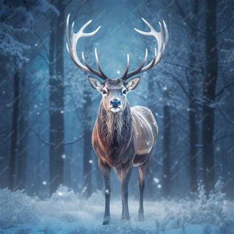 Premium AI Image | a deer is standing in the snow with a snowy background.