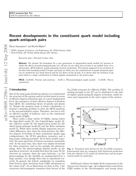 (PDF) Recent developments in the constituent quark model including ...