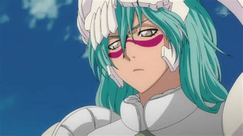 an anime character with green hair and blue eyes