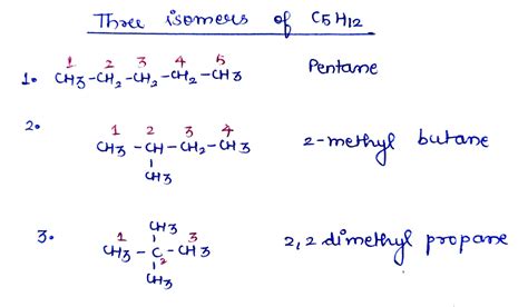 [Solved] 1. Draw and name the three isomers of C5H12. | Course Hero