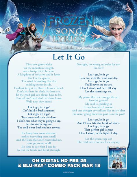 Frozen Let it go lyric sheet - Elsa the Snow Queen Photo (36756465 ...