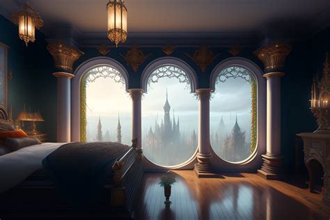 Lexica - Interior fantasy elven castle looking out window, hyper ...