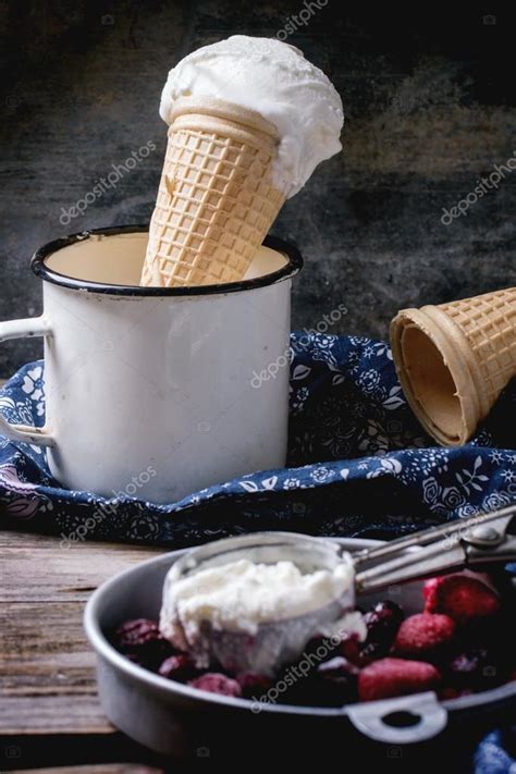 Ice cream in wafer cones Stock Photo by ©NatashaBreen 69806775