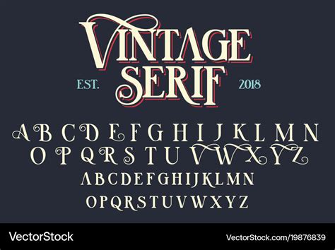 Vintage serif lettering font Royalty Free Vector Image