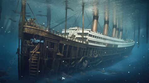 The Famous Sinking Ship Titanic Is Underwater Background, Real Pictures ...