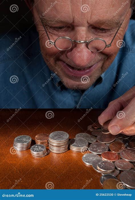 Senior Man Counting Cash into Piles Stock Photo - Image of mature ...