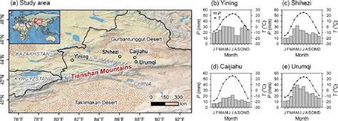 (a) Map showing locations of the Tianshan Mountains and sampling ...