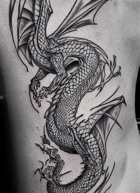 a tattoo design of a realistic dragon, highly detailed | Stable Diffusion