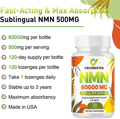 Buy NMN 60000mg Sublingual, NMN 500mg Per Serving Daily, Max Absorbency ...