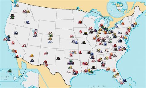 Map of all Division 1-A (FBS) College Football teams, represented by ...