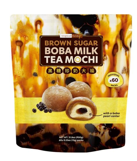 Buy Tropical Fields Brown Sugar Boba Milk Tea Mochi, 31.8oz Online at ...