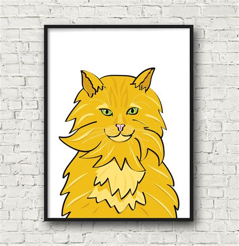 Yellow Cat Printable Cat Art Wall Art Cat Decor Cat | Etsy