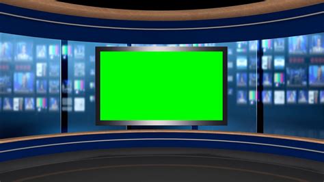 124 HD News TV Virtual Studio Green Screen Background wood control room ...