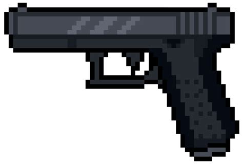 Pixel art pistol glock vector 8bit game item on white background ...