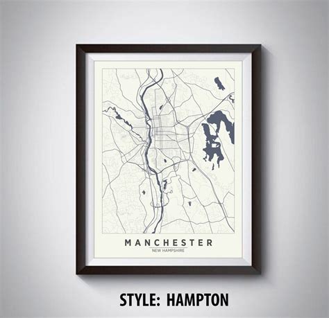 Map of Manchester NH Manchester Map Manchester Poster - Etsy