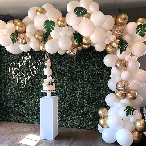 White and Gold Baby Shower Balloon Garland Safari Party | Etsy in 2020 ...