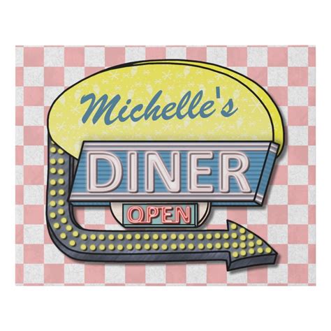 Diner Sign Retro 50s Mid-Century Nostalgia Custom | Zazzle | Diner sign ...