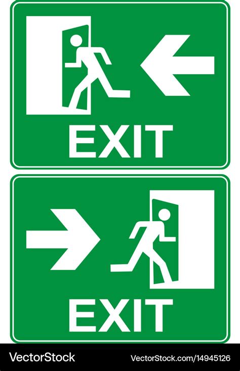 Green emergency exit sign Royalty Free Vector Image