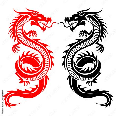 Black and red tribal dragon tattoo vector illustration Stock Vector ...