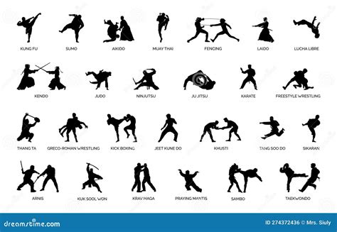 Types Of Martial Arts Silhouettes Vector Illustration | CartoonDealer ...