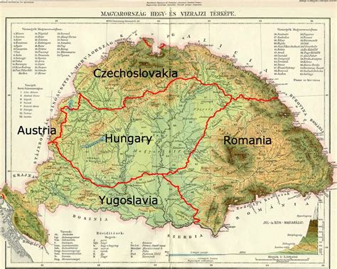 Post-Treaty of Trianon (1920) borders of greater Hungary. The Treaty ...