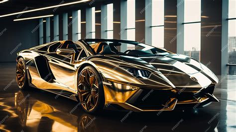 Premium AI Image | The concept car is a gold color with a gold background.