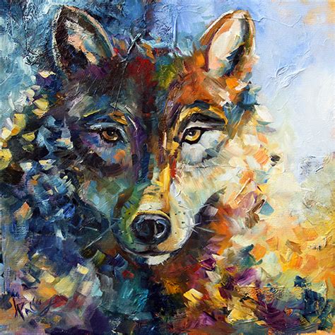 Palette Knife Painters, International: Blue Moon Wolf Contemporary Wolf ...