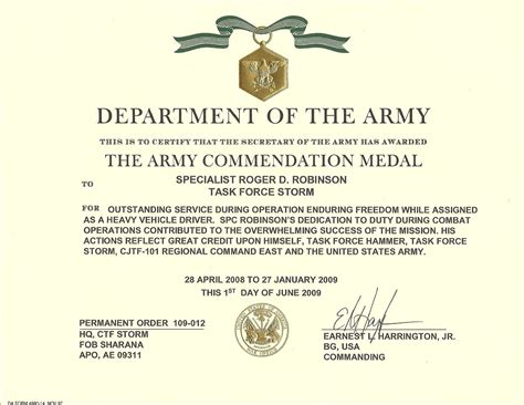 Certificate Of Achievement Army Ribbon - Top Defense Systems