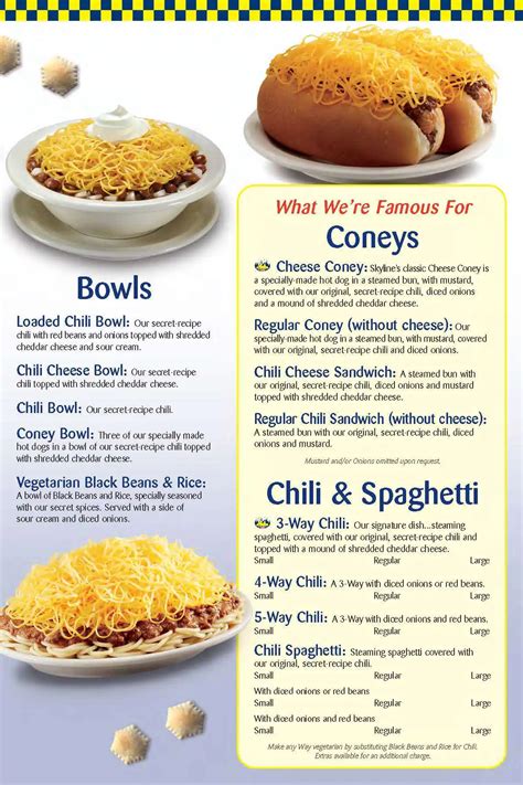 Menu at Skyline Chili fast food, Clearwater, US Hwy 19 N