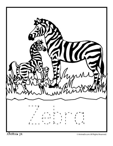 Zoo Animal Coloring Pages with Letter Writing Practice