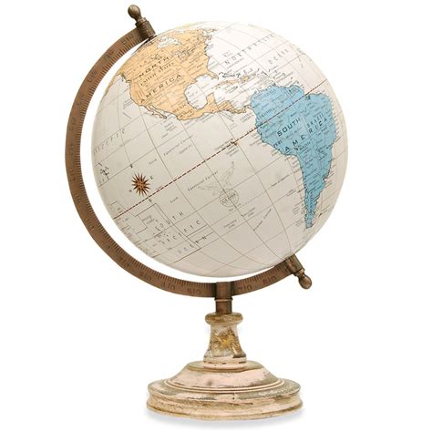 Vintage Wood World Map Globe Decorative Desktop Rotating Geography ...