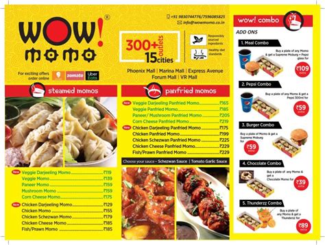 Wow! Momo Menu, Menu for Wow! Momo, Phoenix Market City, Chennai, Chennai