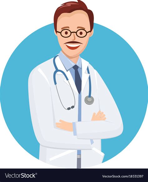 Doctor in blue circle on white background Vector Image